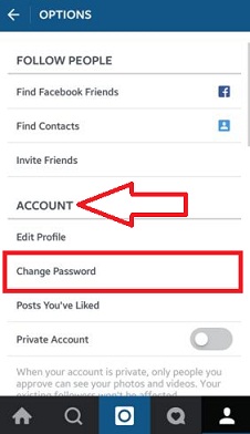 Change facebook password on android