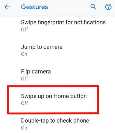 Android P gestures