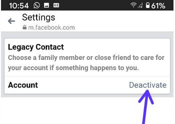 how to deactivate facebook account using the app
