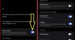 Galaxy S26 Ultra Privacy Display Settings with Automatic Triggers